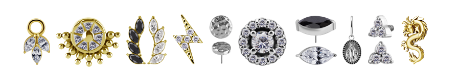 Recàmbis i acoples per a piercings, adaptables a diferents models i mides a ABJ99